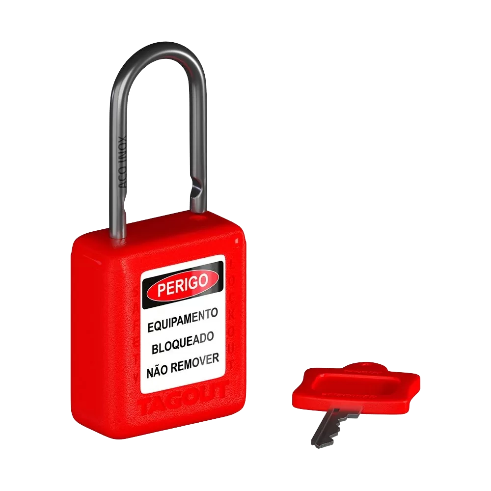 Cadeado de Bloqueio Plástico Haste Inox 6,3 mm de diâmetro e 25 mm de altura (1")