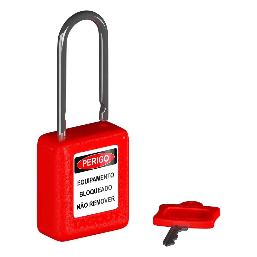 Cadeado de Bloqueio Plástico Haste Metálica 6,3 mm de diâmetro e 38 mm de altura (1 1/2")