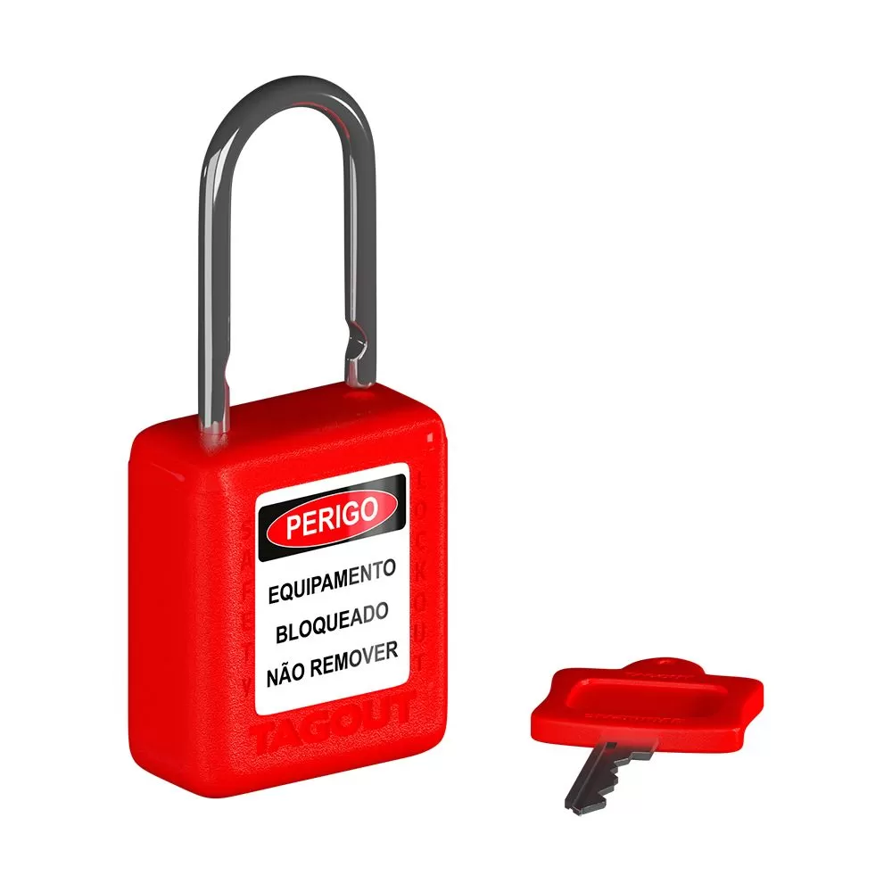 Cadeado de Bloqueio Plástico Haste Metálica 6,3 mm de diâmetro e 25 mm de altura (1")