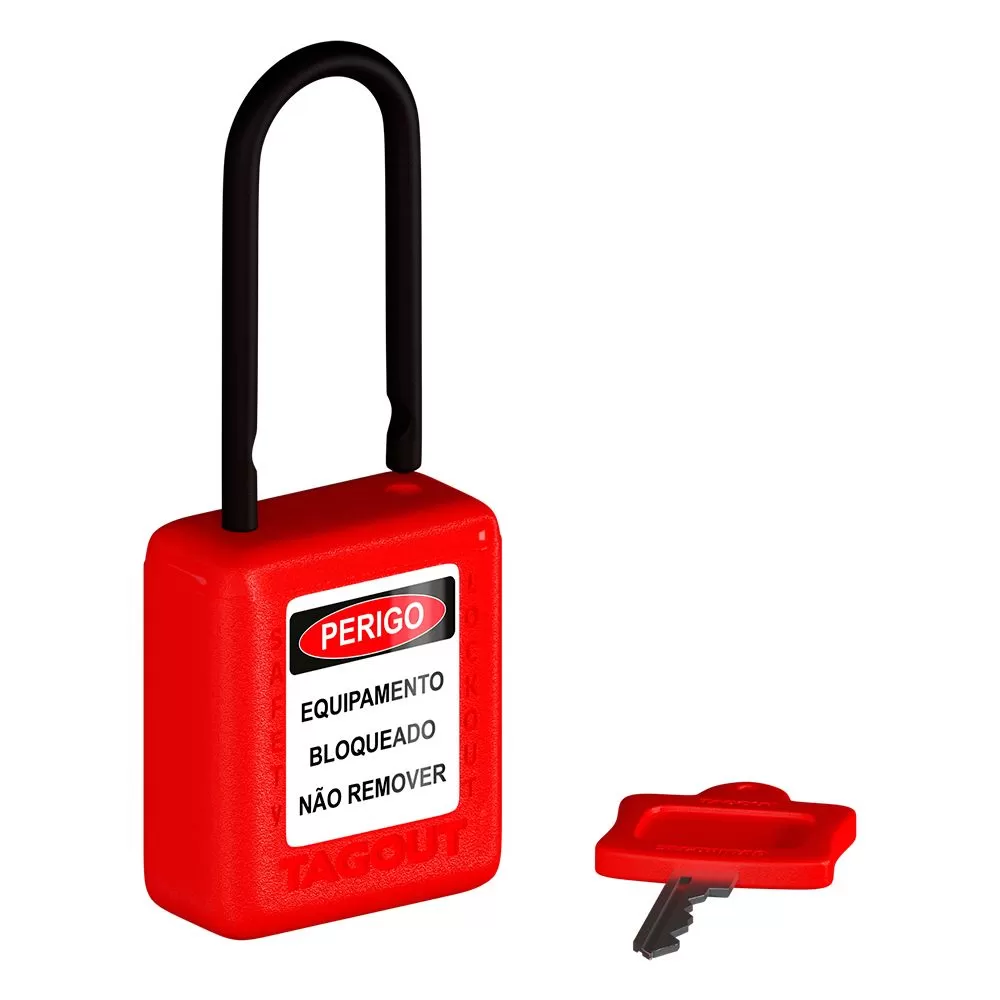 Cadeado de Bloqueio Plástico Haste Plástica 6,3 mm de diâmetro e 38 mm de altura (11/2")