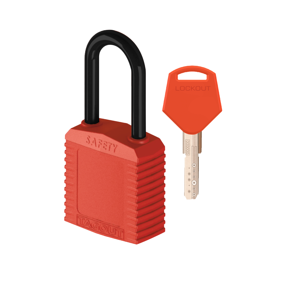 Cadeado de Bloqueio Plástico TAGOUT® Unique Chave Multiponto Haste Plástica 38mm